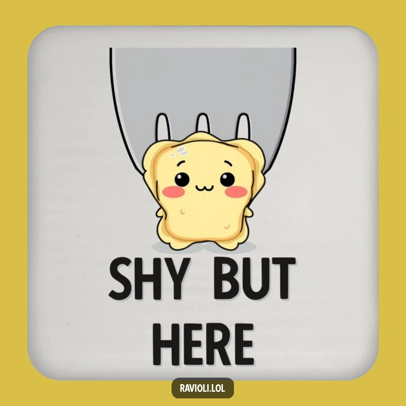 Funny Shy Ravioli Coaster: Protect Surfaces with Italian Pasta Character, Humorous Gift