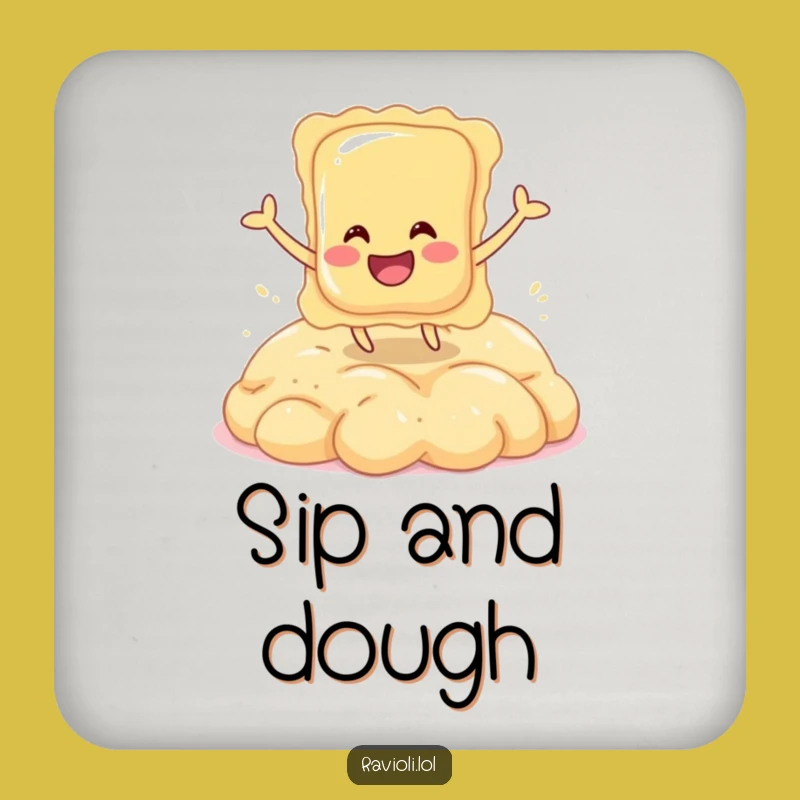 Funny Ravioli Dough Bounce Drink Coaster: Protect Surfaces with Fun