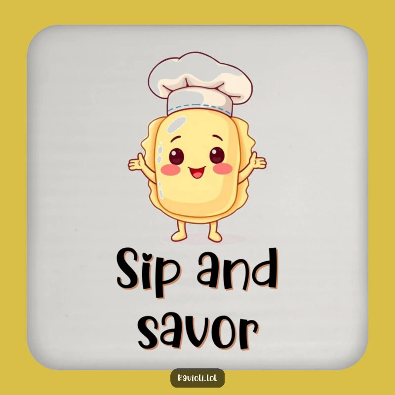 Funny Ravioli Chef Hat Drink Coaster - Protect Surfaces with Culinary Flair Gift