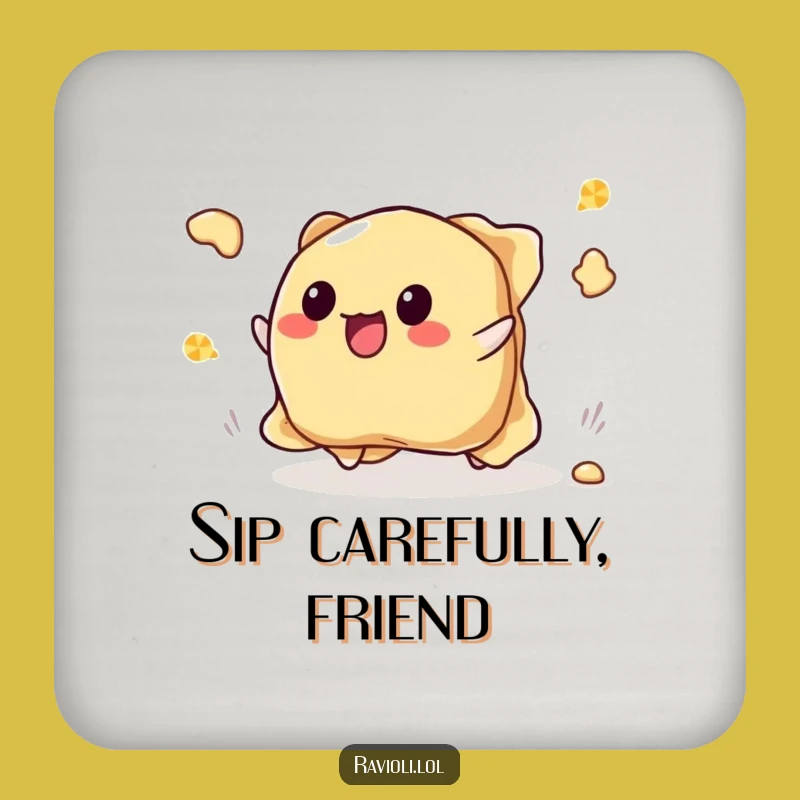 Funny Tripping Ravioli Coaster - Protect Surfaces Pasta Mishap!