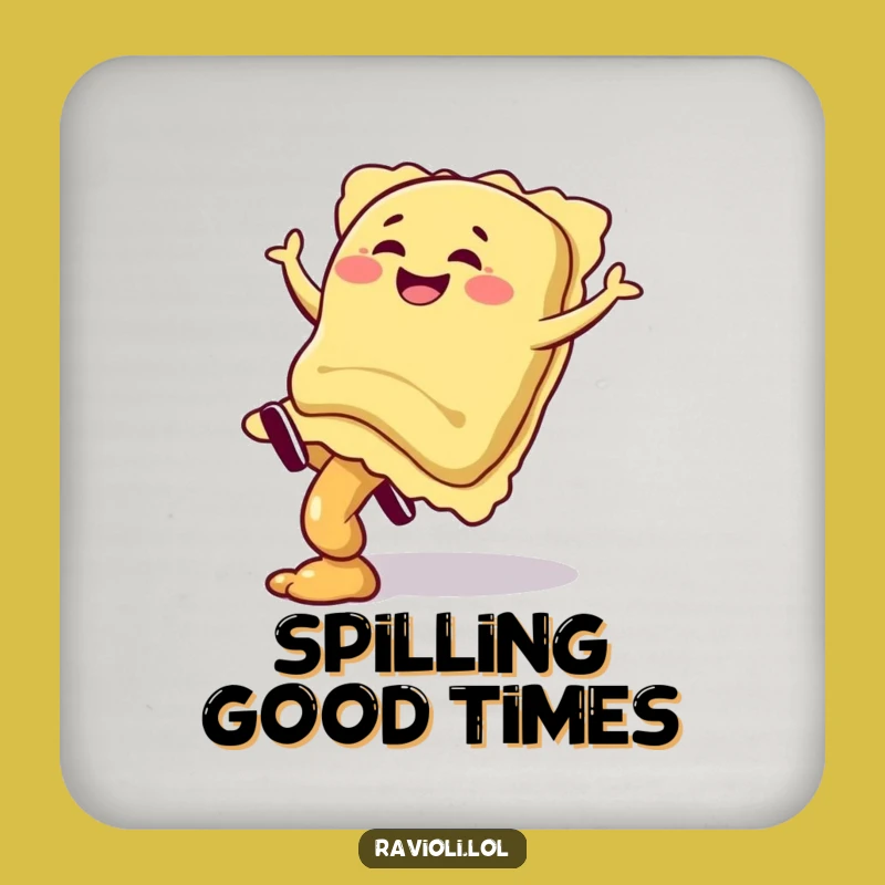 Funny Ravioli Cartwheel Coaster: Protect Surfaces with Giggling Art, Gift