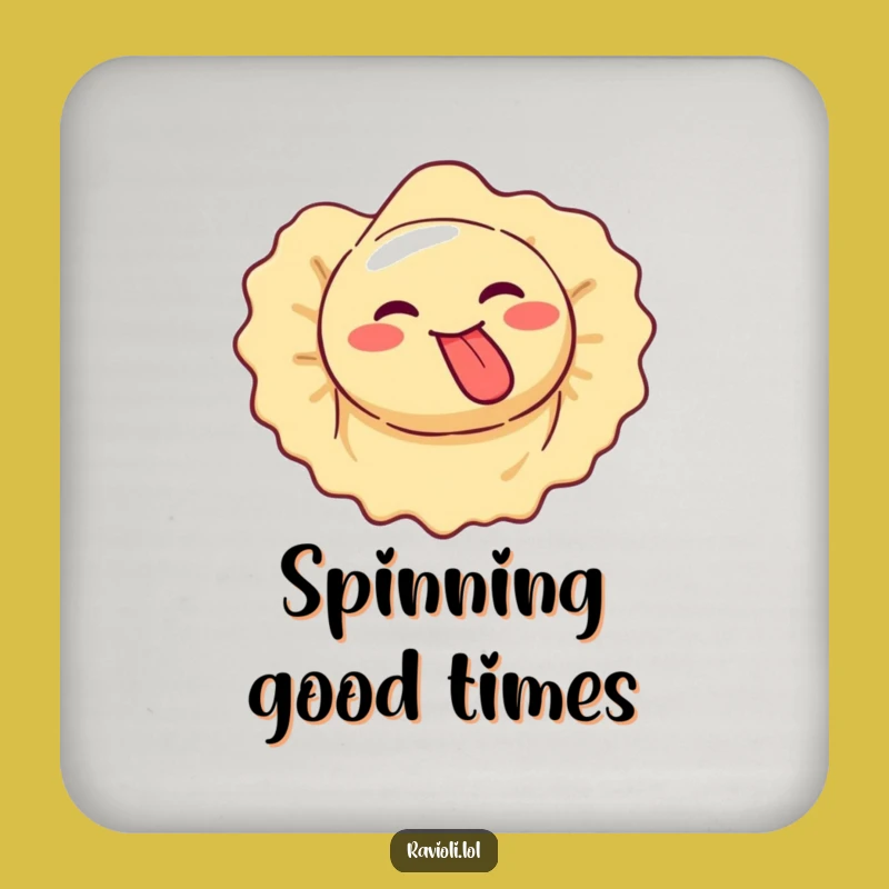 Funny Ravioli Spinning Silly Face Coaster - Goofy Surface Protection