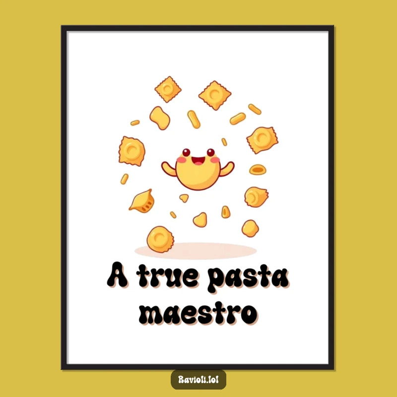 Funny Ravioli Juggling Poster - Hilarious Italian Art Print for Walls