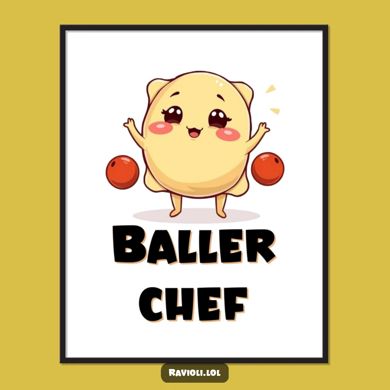 Funny Juggling Ravioli Poster: Add Flavor and Fun to Walls with This Hilarious Funny Gift Art