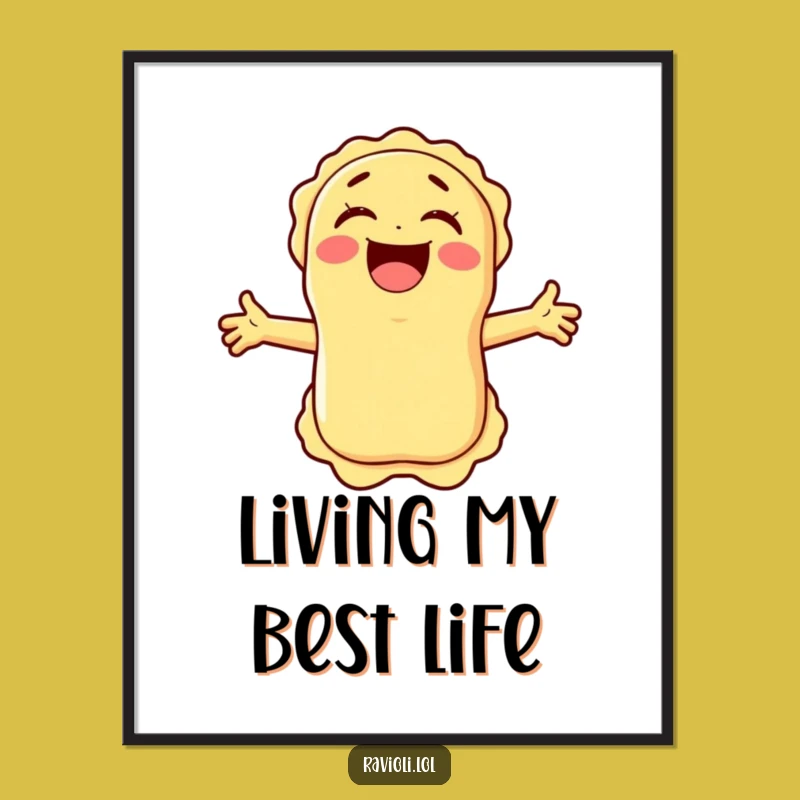 Funny Laughing Ravioli Poster - Hilarious Italian Wall Art for a Cheerful Space