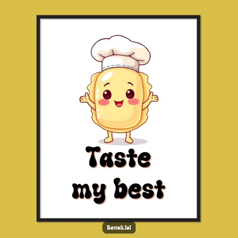Funny Ravioli Chef Hat Poster - Culinary Art & Hilarious Home Decor Gift