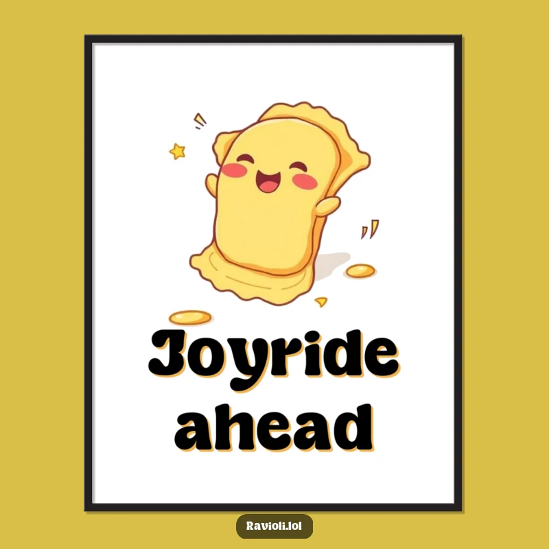 Funny Rolling Ravioli Poster: Pasta's Joyful Descent, Perfect Funny Gift for Wall Decor