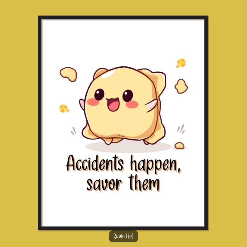 Funny Tripping Ravioli Poster - Pasta Spill Art Fun!