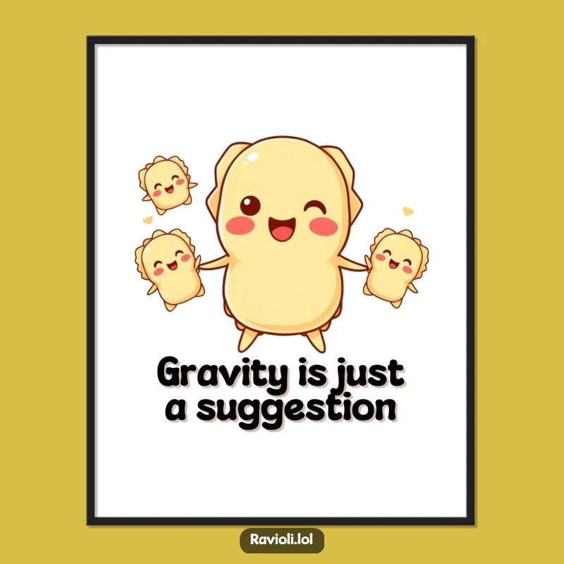 Funny Ravioli Juggling Poster - Italian Food Art Fun!