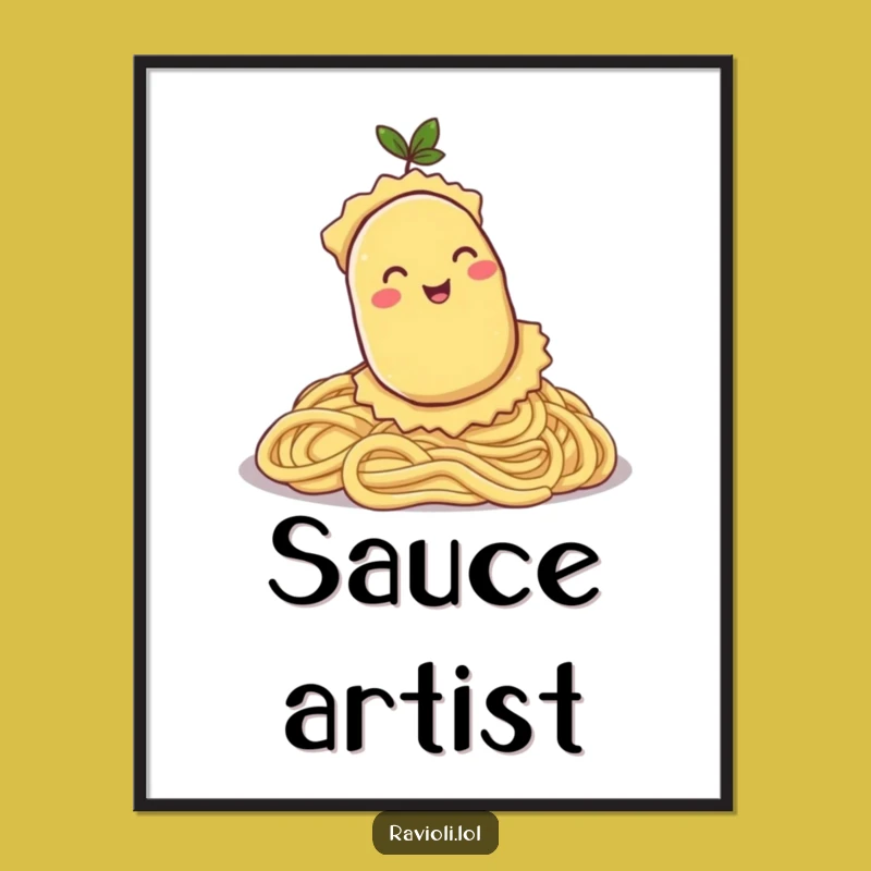 Funny Ravioli Pasta Hill Poster - Joyful Rolling Art Print Gift