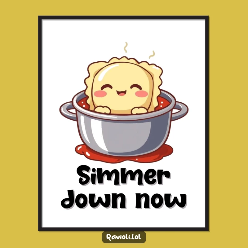 Funny Ravioli Silly Face Poster - Hilarious Italian Food Art Gift