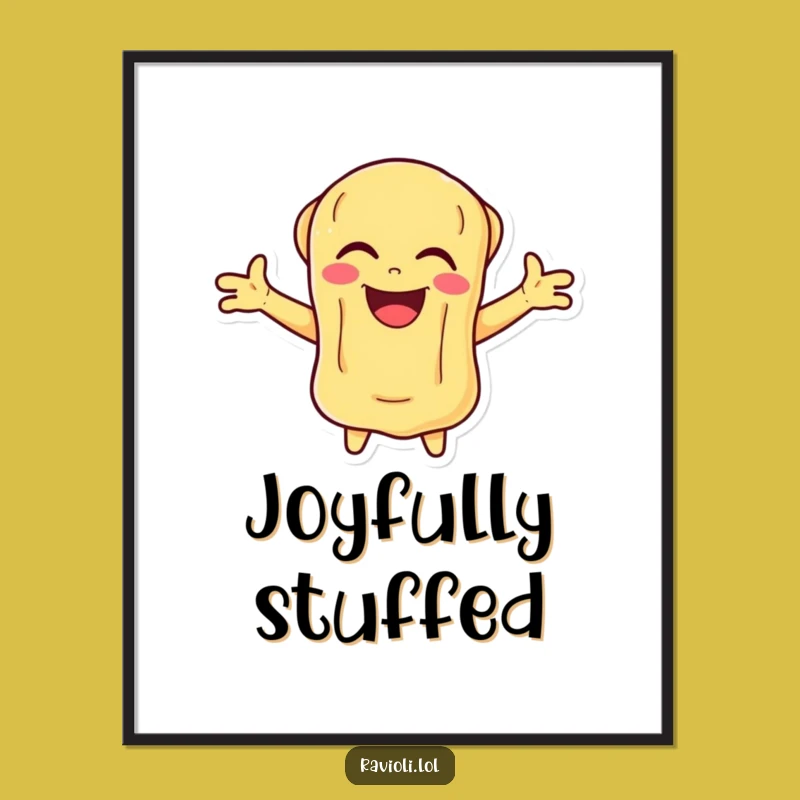 Vibrant Funny Ravioli Poster, Laughing Character Art, Joyful Wall Decor Gift