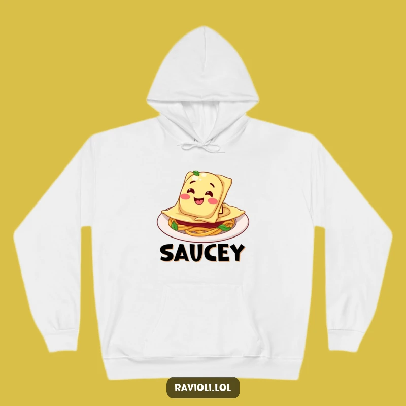 Cozy Funny Ravioli Plate Hoodie: Warm Dive for Pasta Fans