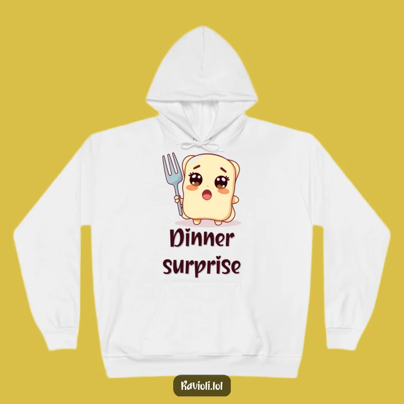 Cozy Funny Ravioli Hoodie: Hilarious Surprise Fork, Warm Gift for Shocked