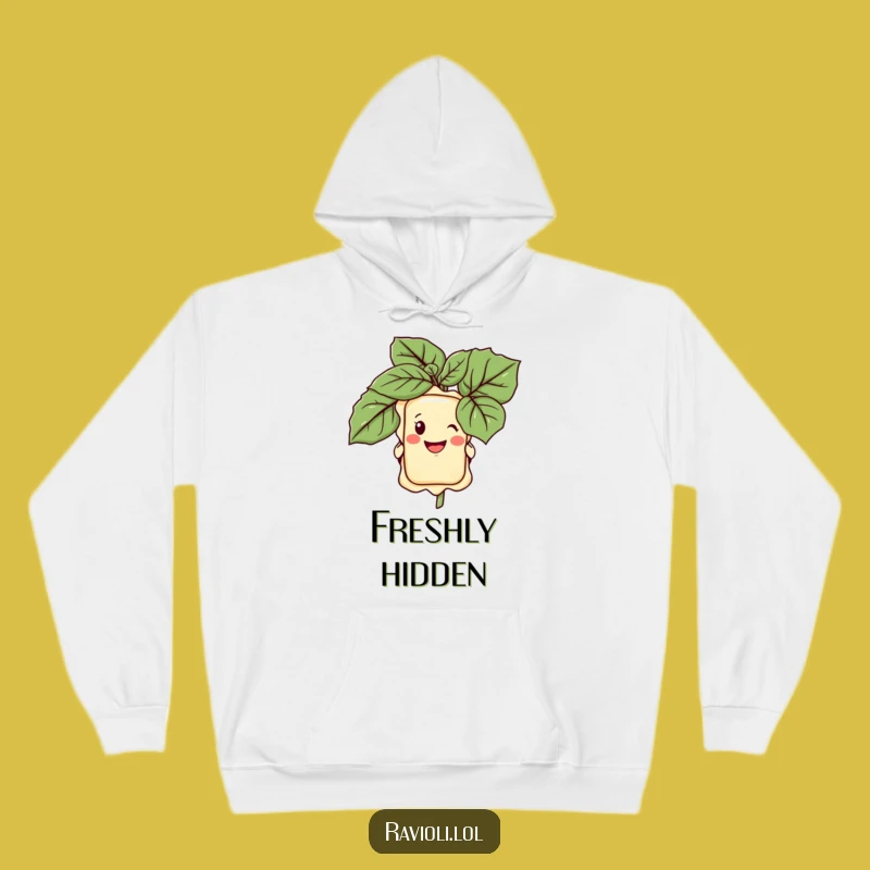 Funny Ravioli Basil Grin Hoodie - Cozy Pasta Lover's Comfort Wear