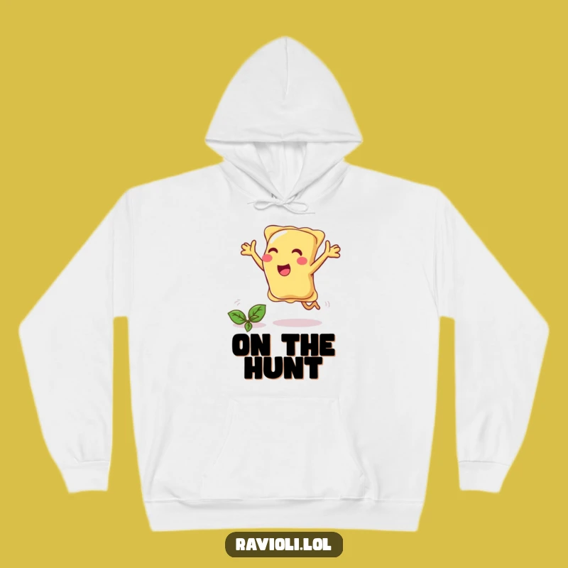 Funny Ravioli Chasing Basil Hoodie - Cozy Pasta Kitchen Fun