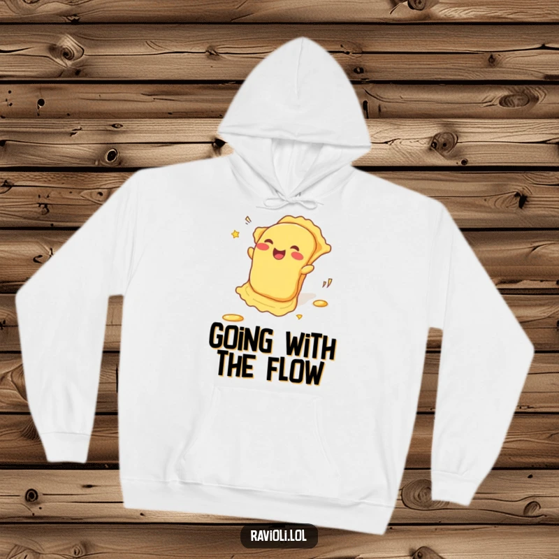 Funny Hoodie: A ravioli embarks on an enthusiastic downhill roll, spreading giggles, perfect for a cozy and humorous addition to your wardrobe.