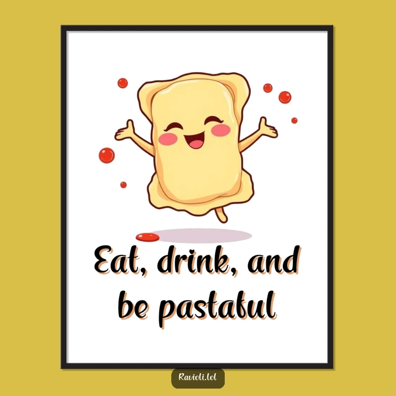 Free Printable Ravioli Wall Art: Dancing Pasta Art, Downloadable Decor