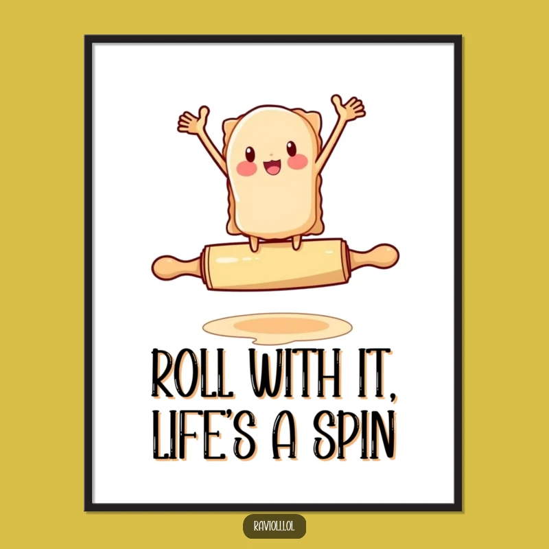 Free Printable Wall Art: Balancing Ravioli Character, Funny Downloadable Decor