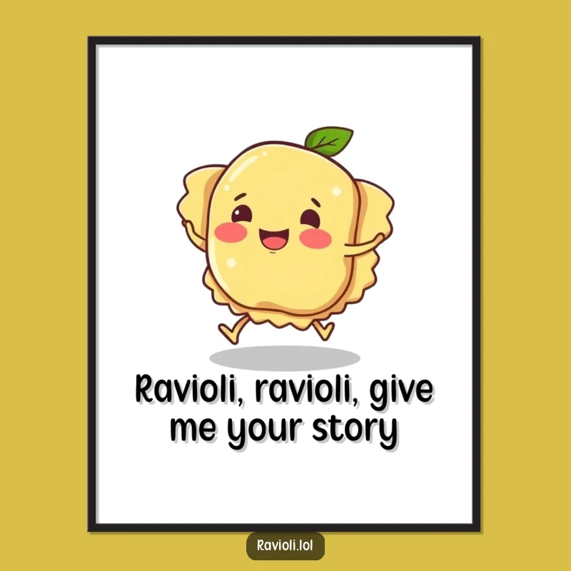 Free Printable Wall Art: Hilarious Tripping Ravioli Character, Funny Downloadable Home Decor