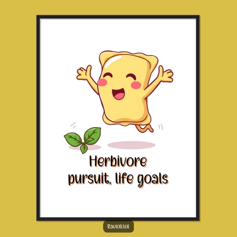 Free Printable Wall Art: Ravioli Chasing Basil! Hilarious Foodie Downloadable Decor