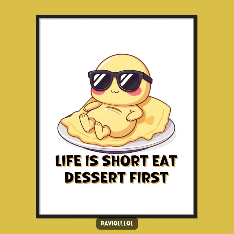 Funny Free Printable Ravioli Art: Lounging Foodie, Unique Downloadable Wall Decor