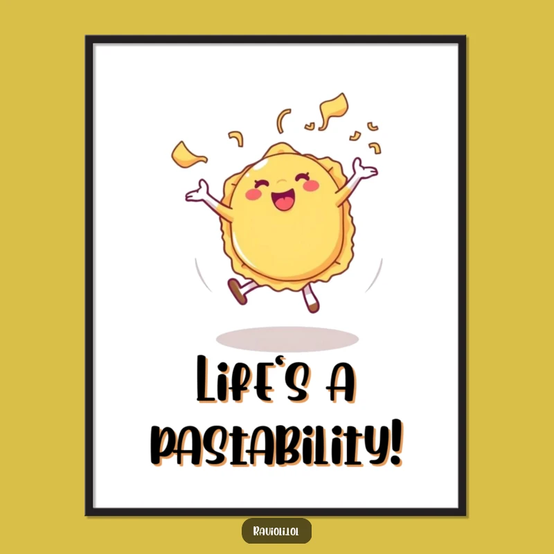 Funny Free Printable Wall Art: Cartwheeling Ravioli Pasta Steam - Quirky Downloadable Decor