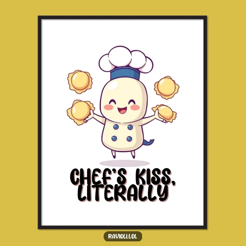Funny Free Printable Wall Art: Juggling Ravioli Chef! Downloadable Decor