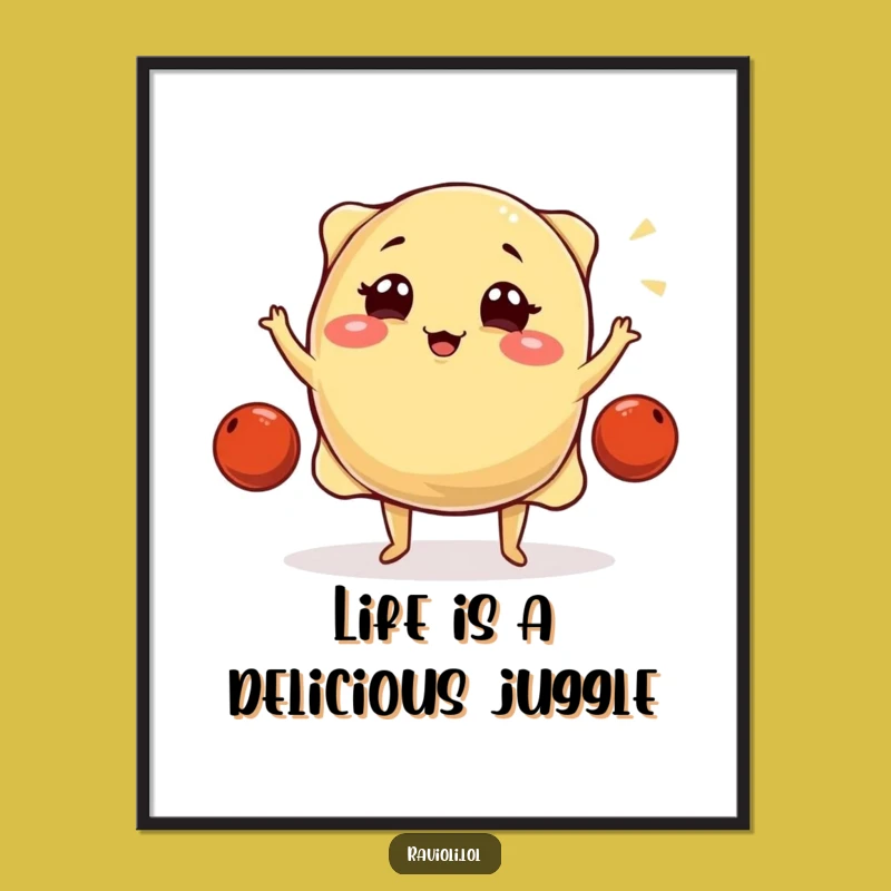 Funny Free Printable Wall Art: Juggling Ravioli, Hilarious Downloadable Kitchen Decor!
