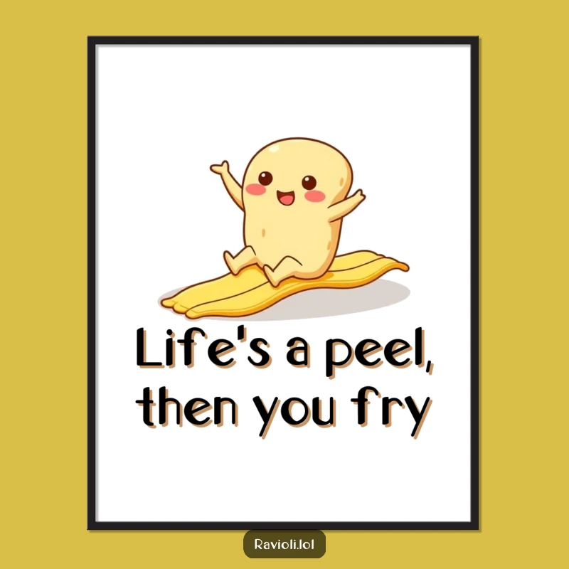 Funny Ravioli Wall Art Free Printable: Slipping Pasta Downloadable Poster for Kitchen Decor