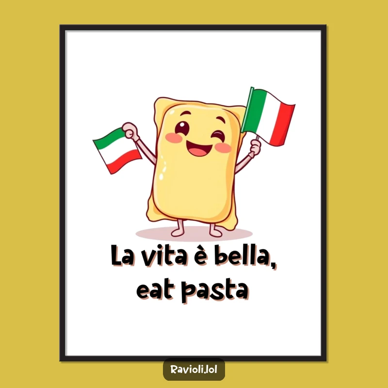 Funny Free Printable Wall Art: Italian Ravioli Flag - Humorous Downloadable Decor