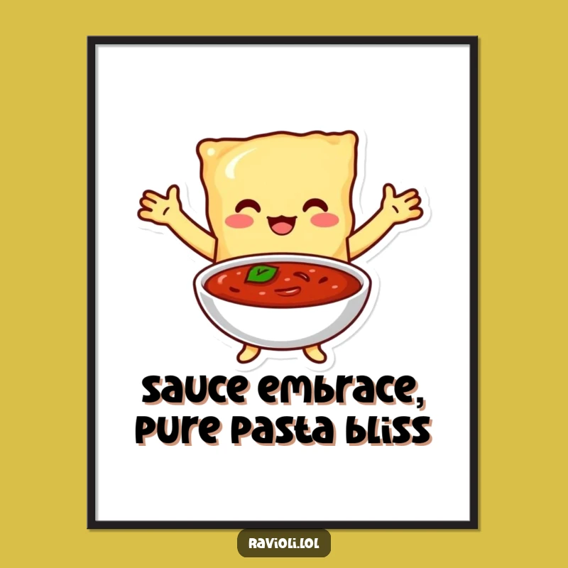 Funny Free Printable Wall Art: Ravioli Marinara Love Art, Italian Food Decor, Downloadable Piece