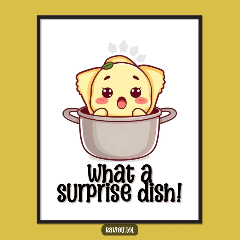 Funny Free Printable Wall Art: Surprised Ravioli Pot - Humorous Downloadable Decor