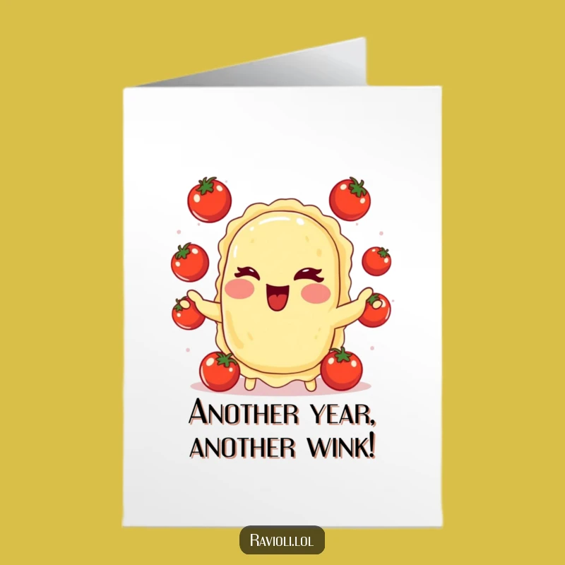 Free Printable Birthday Card: Juggling Ravioli, Fun Downloadable Gift for Foodies