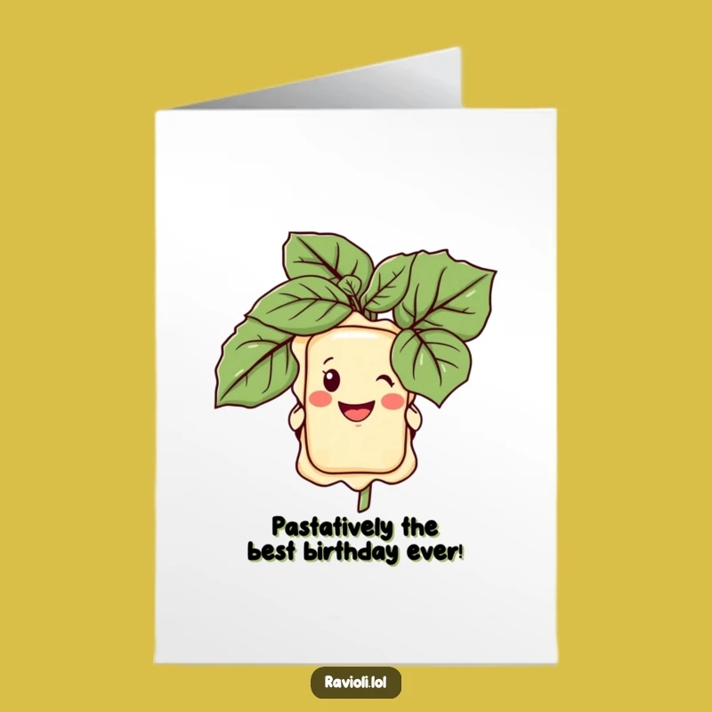 Free Printable Birthday Card: Cheerful Ravioli Hiding, Funny Italian Food, Downloadable DIY Gift