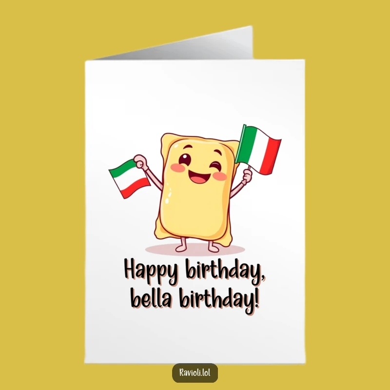 Free Printable Birthday Card: Italian Ravioli Flag - Funny Celebration Downloadable Gift