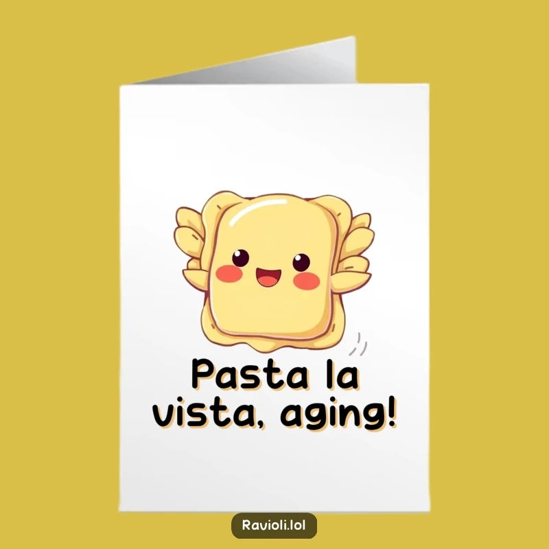 Free Printable Funny Ravioli Birthday Card - Flapping Pasta Wings Downloadable Gift