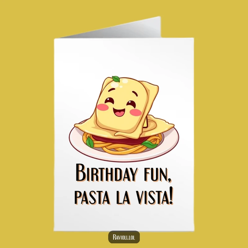 Goofy Grin Free Printable Birthday Card: Ravioli Slide Downloadable Fun