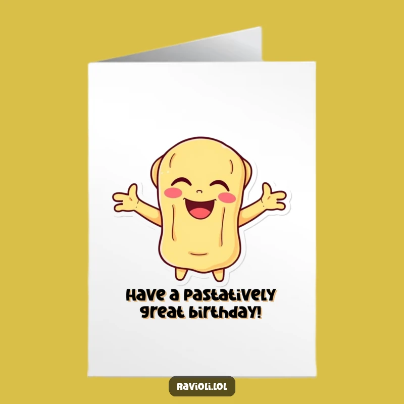 Free Printable Joyful Ravioli Birthday Card: Laughing Character Downloadable Gift