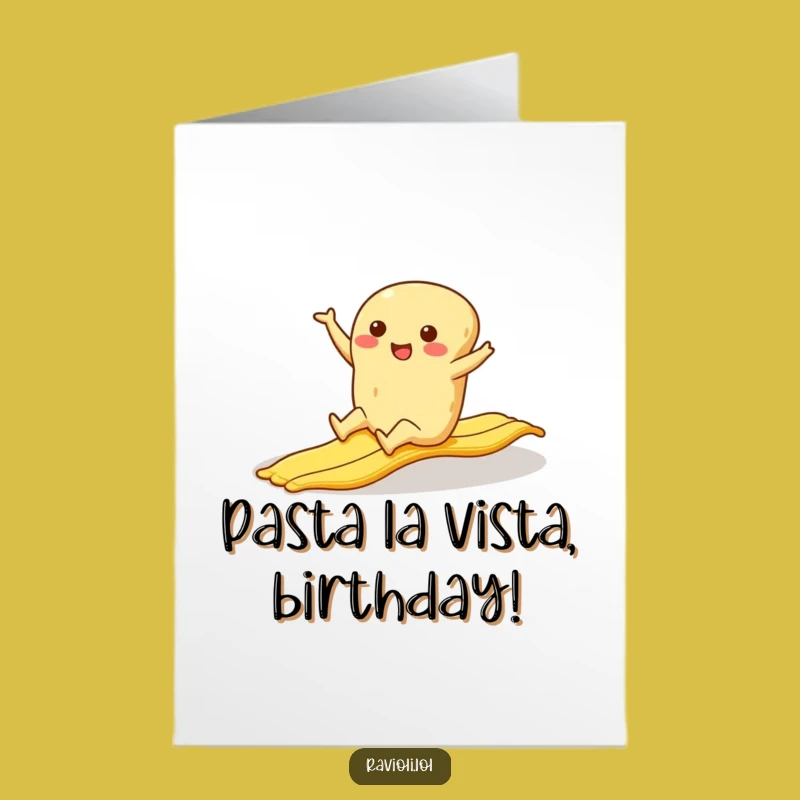 Funny Ravioli Birthday Card Free Printable: Hilarious Slipping Pasta Downloadable Gift