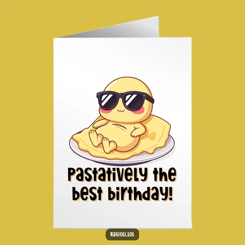 Free Printable Ravioli Birthday Card: Funny Lounging Foodie, Downloadable Gift
