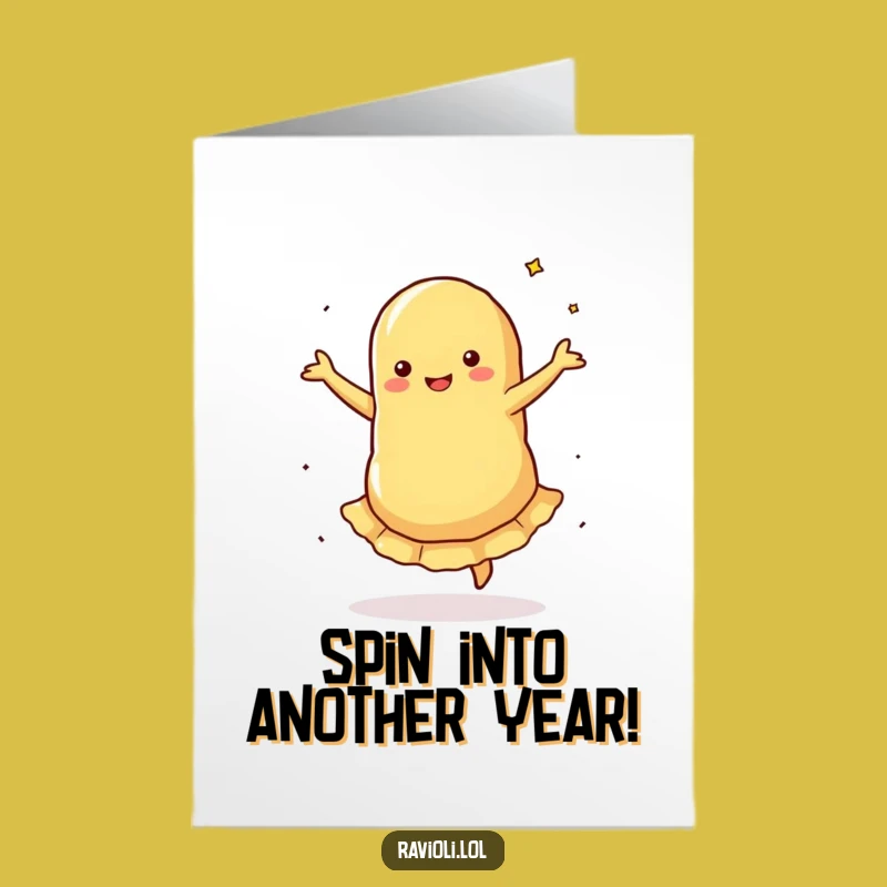 Free Printable Funny Ravioli Birthday Card: Spinning Pasta Pirouette, Perfect DIY Downloadable Gift