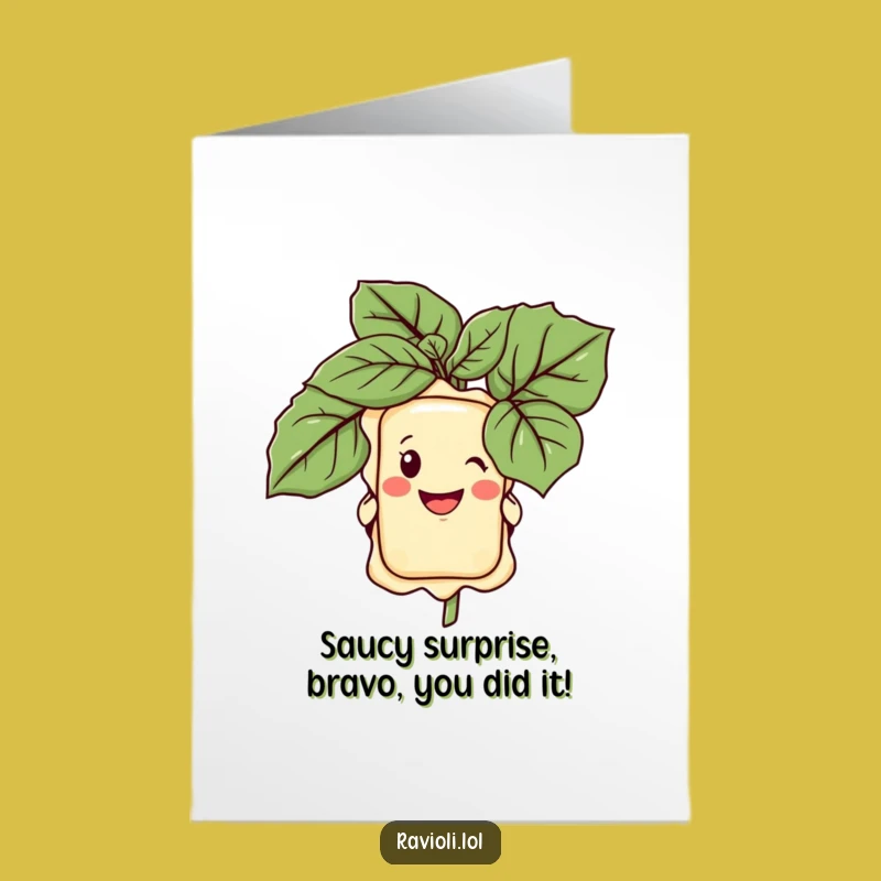 Free Printable Congrats Card: Happy Ravioli Surprise, Italian Food Theme, Downloadable DIY Celebrate