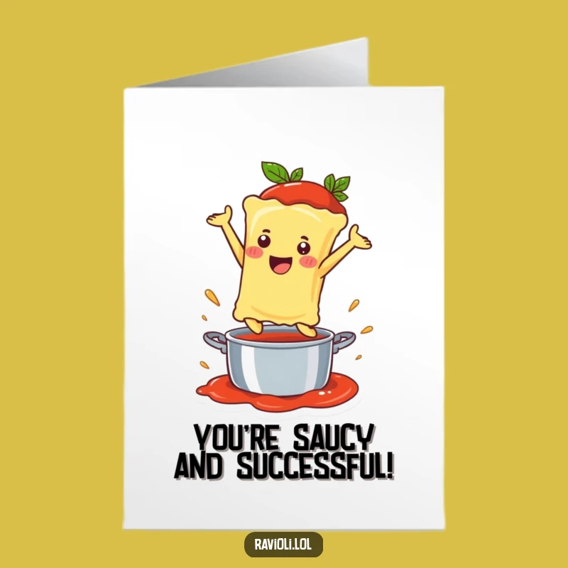 Free Printable Congrats Card: Ravioli's Happy Sauce Dive - Downloadable Celebration