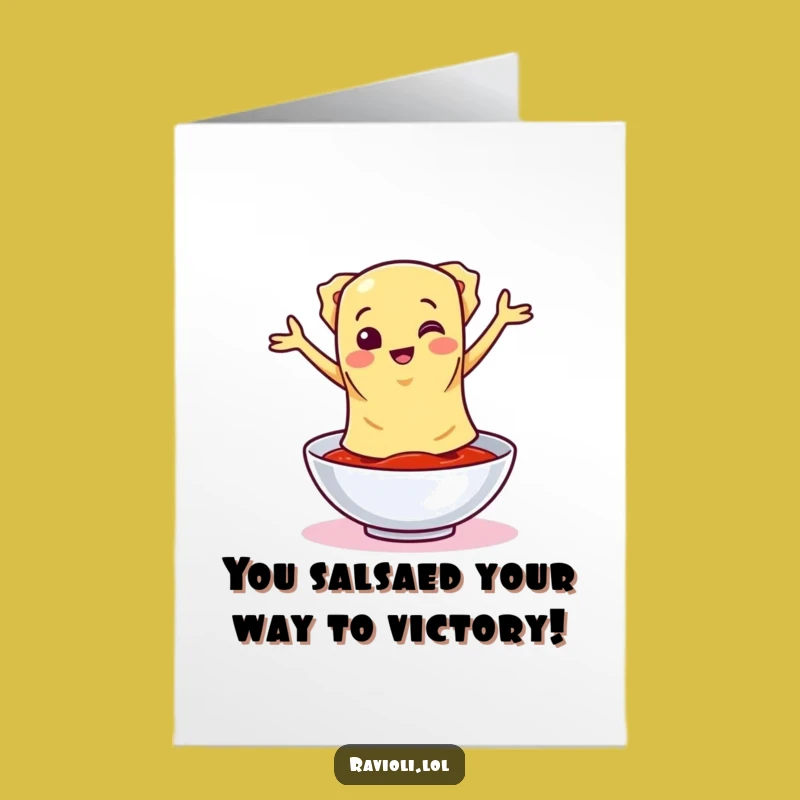Free Printable Dancing Ravioli Congrats Card: Fun Downloadable Gift for Achievements