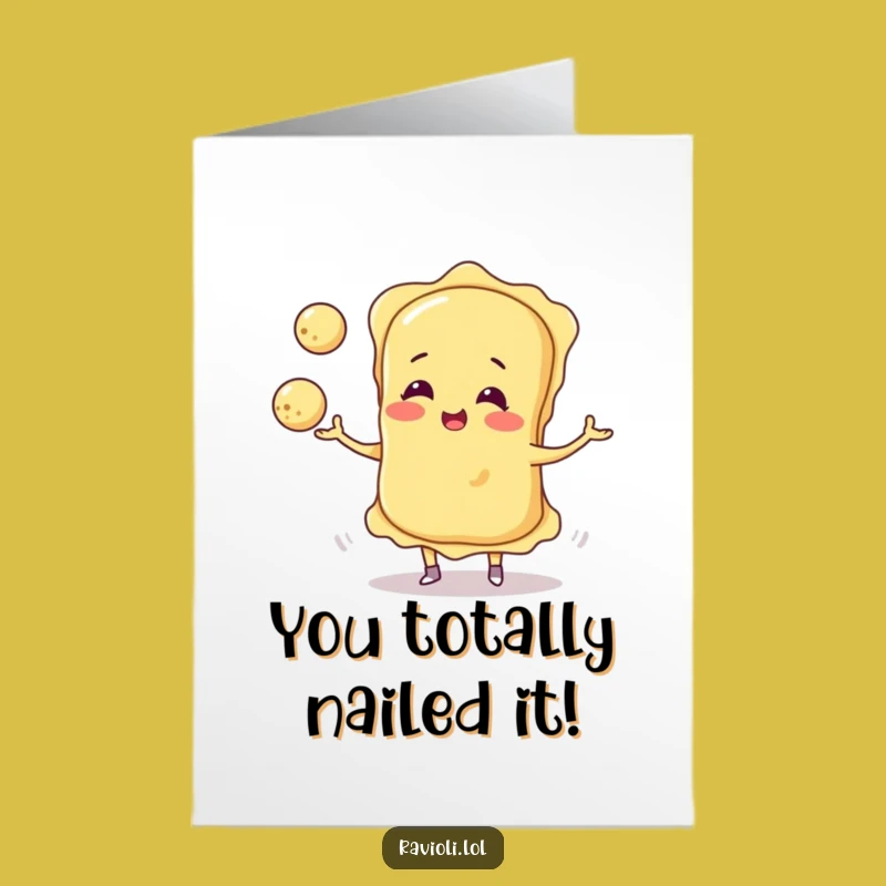 Free Printable Ravioli Congrats Card: Juggling Cheese Balls Downloadable Gift