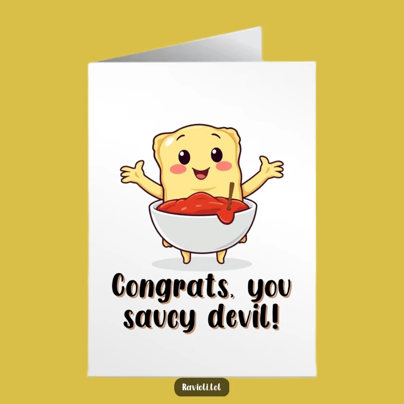 Free Printable Ravioli Congrats Card: Marinara Love, Downloadable Art