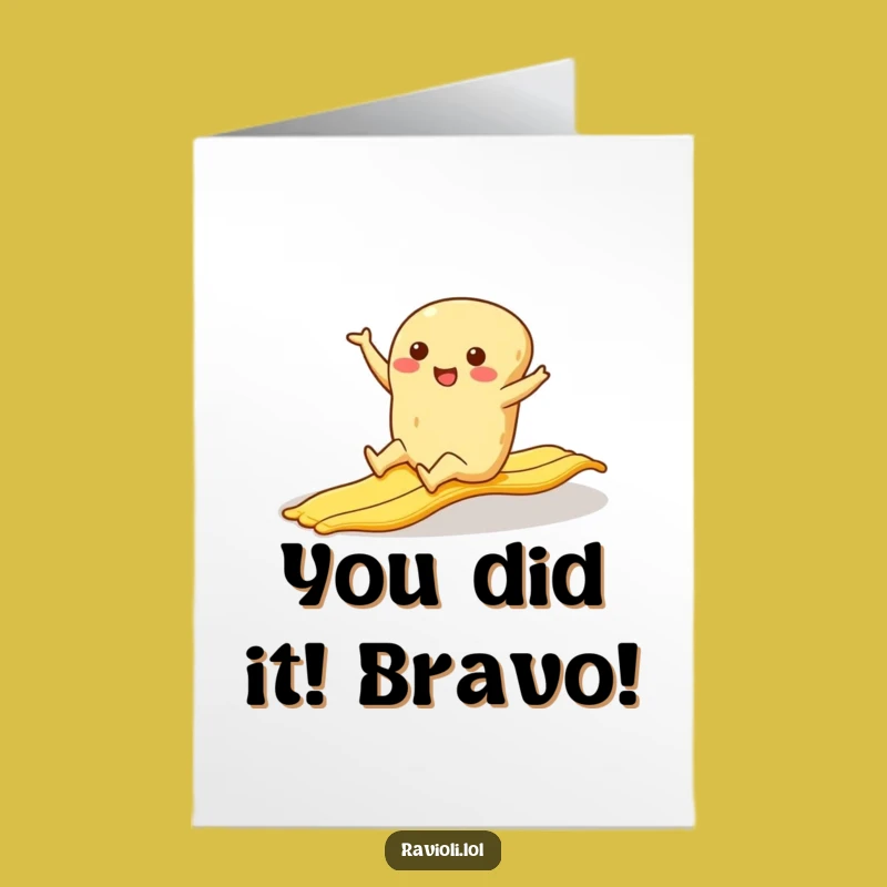 Ravioli Congrats Card Free Printable: Funny Slipping Pasta Downloadable for Any Occasion