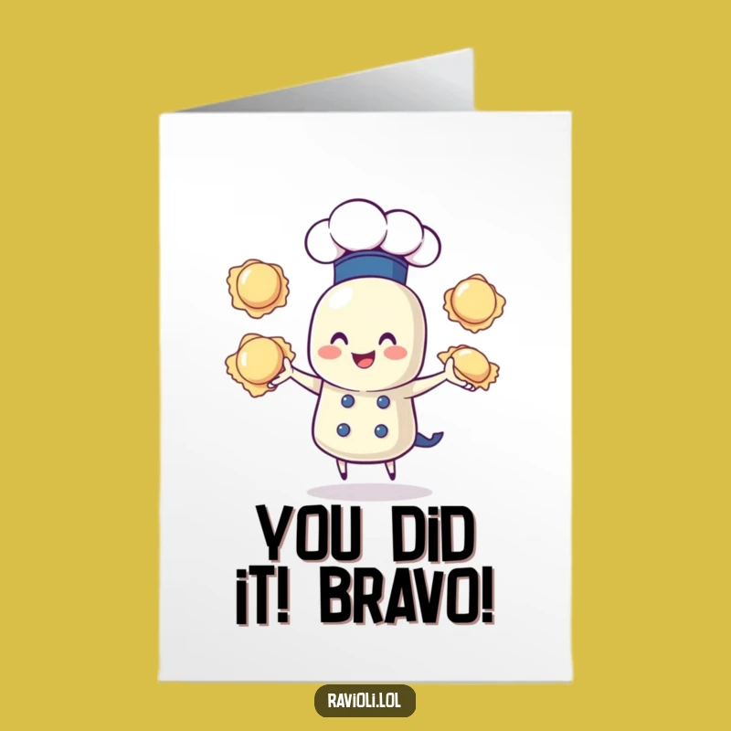 Free Printable Congratulations Card: Juggling Ravioli Chef Hat! Downloadable Gift