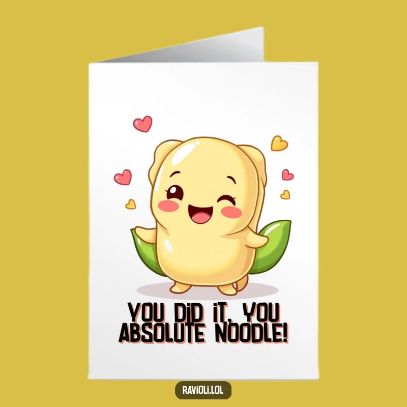 Free Printable Ravioli Peas Juggling Congrats Card: Funny Downloadable Gift for Any Occasion